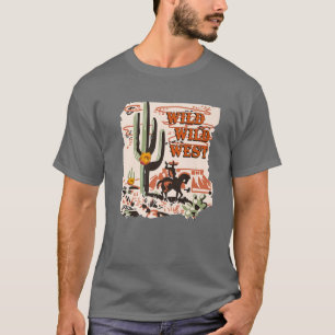 Retro Cowboys Vild Vilda western Desert Cactus Wes T Shirt