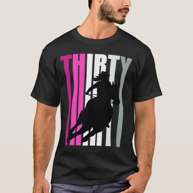 Retro Cowgirl Birthday 30th Rodeo Horse Queen Barr T Shirt (Framsida)