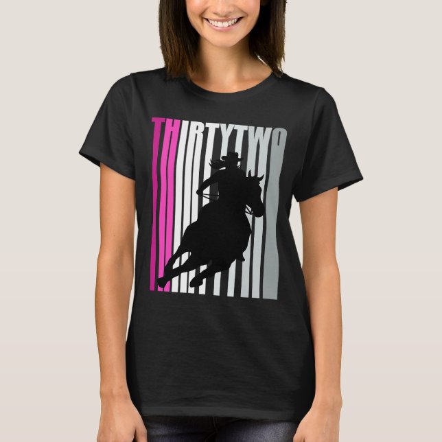 Retro Cowgirl Birthday 32nd Rodeo Horse Queen Barr T Shirt (Framsida)