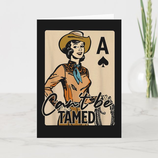 Retro Cowgirl Card Can't Be Tamed Western Country  Kort (Framsida)