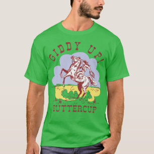 Retro Cowgirl håller din häst i Western kon T Shirt