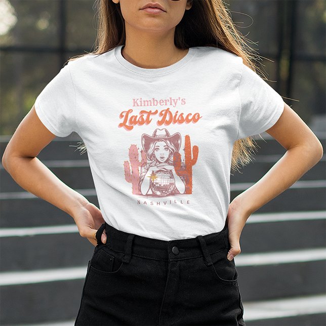 Retro Cowgirl Last Disco Bachelorette Helg T Shirt (Skapare uppladdad)