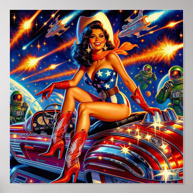 Retro Cowgirl Pin-Up Poster (Framsidan)