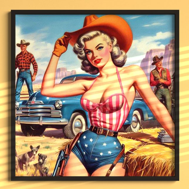 Retro Cowgirl Pin Up Poster (Skapare uppladdad)