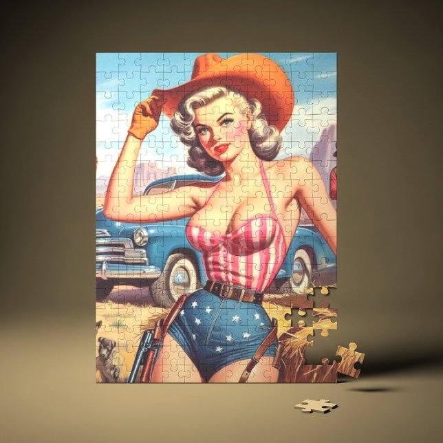 Retro Cowgirl Pin Up Pussel (Skapare uppladdad)
