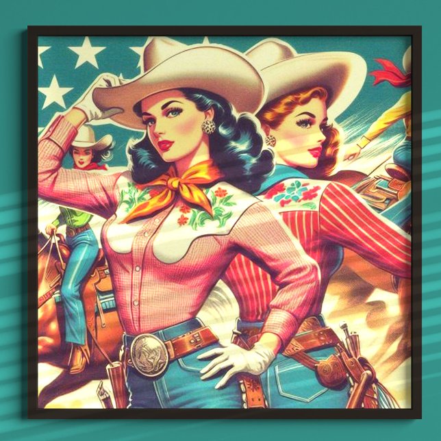 Retro Cowgirl Pin-ups Poster (Skapare uppladdad)