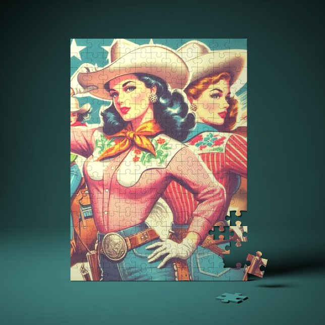 Retro Cowgirl Pin-ups Pussel (Skapare uppladdad)