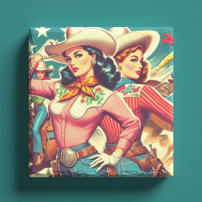 Retro Cowgirl Pin-ups Stenunderlägg (Skapare uppladdad)