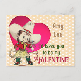 Retro Cowgirl Valentine Helgdag vycard Helg Vykort