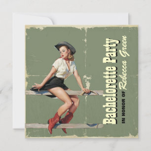 retro cowgirl westernare land inbjudningar