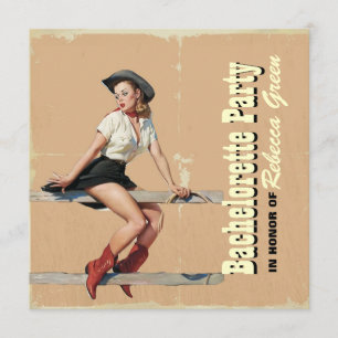 retro cowgirl westernare land inbjudningar