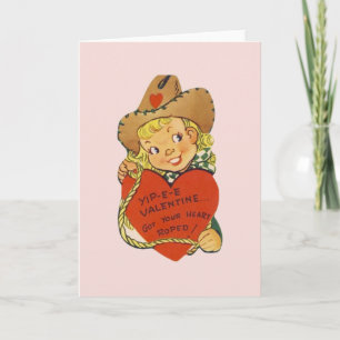 Retro Cowgirlvalentin kort för dag