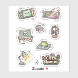 Retro Cozy Gamer Desk Sticker Sheet Klistermärken