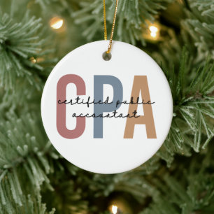 Retro CPA Auktoriserad Public Accountant Julgransprydnad Keramik