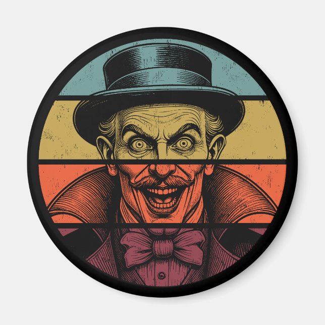 Retro Crazed Ansikte Illusionist Magnet (Framsidan)