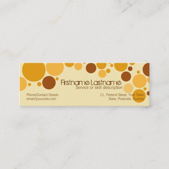 Retro Cream Bubbles MiniBusiness Card Mini Visitkort (Framsida)