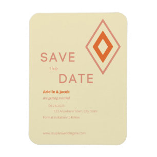 Retro Cream & Burnt Geometric Modern för Orange Magnet