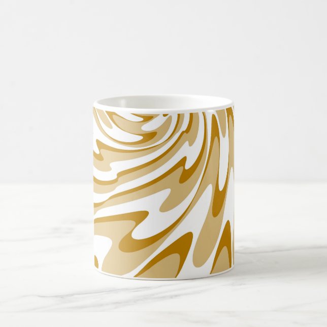 Retro Cream och White Vinkar Abstrakt Art Kaffemugg (Center)