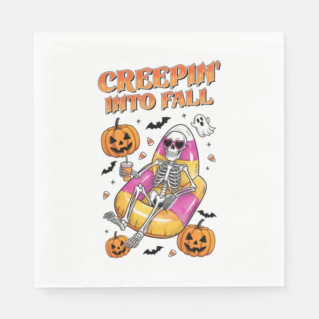 Retro Creepin i Fall Halloween Pappersservett (Framsidan)