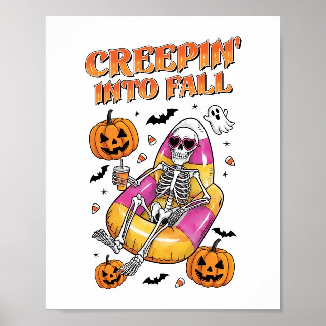 Retro Creepin i Fall Halloween Poster (Framsidan)