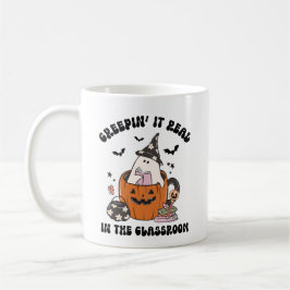 Retro Creepin'it Real Teacher Halloween Kaffemugg