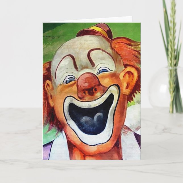 Retro Creepy Clown Birthday Card Helgkort (Framsida)