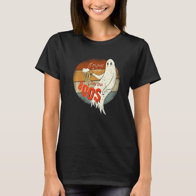Retro Creepy Halloween Ghost Tee just här för (Framsida)