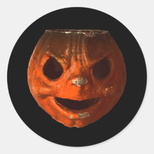 Retro Creepy Halloween Vintage Pumpkin Ansikte Runt Klistermärke