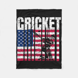 Retro Cricket American Flag Design  Fleecefilt