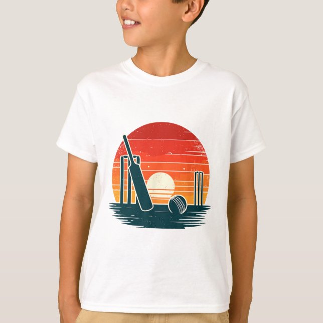 Retro Cricket T Cricketspelare Tsman Bowler  Shirt (Framsida)