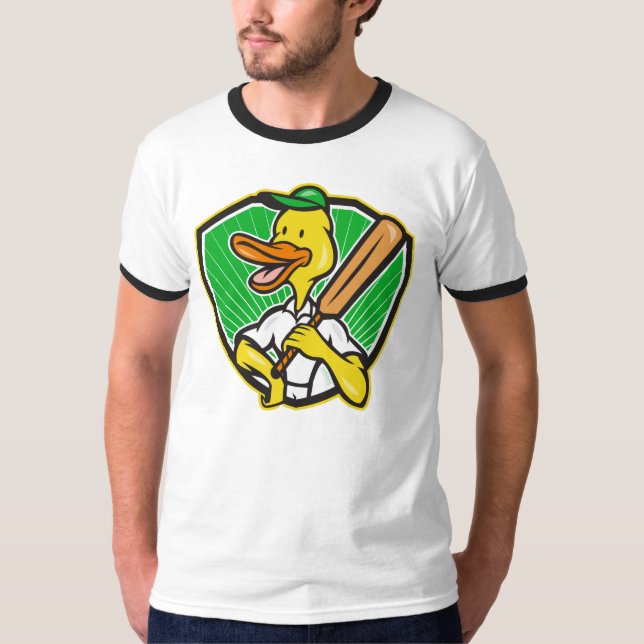 Retro Cricket Tecknad Anka T Shirt (Framsida)