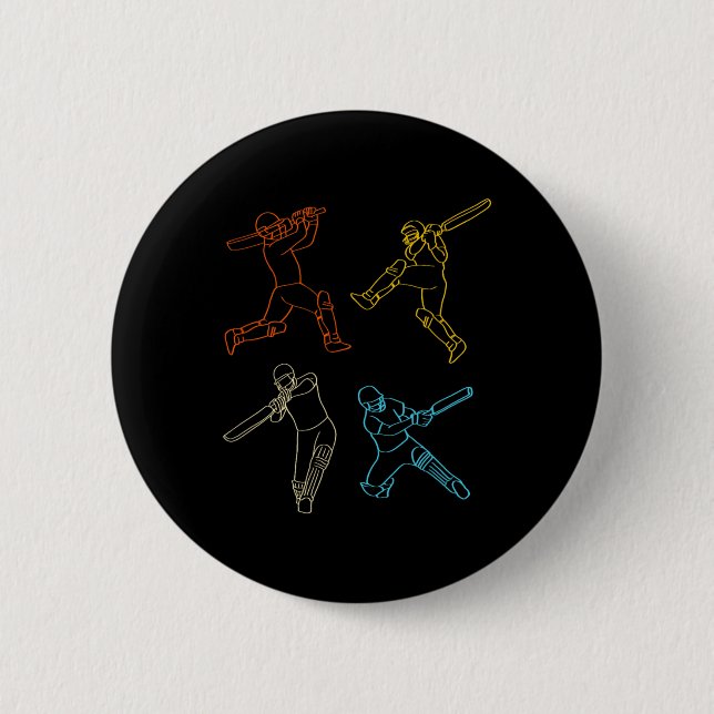 Retro Cricketspelare Position Cricketfantaster  Knapp (Framsida)