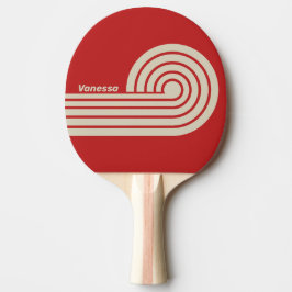 Retro Crimson Dual Curl-ränder med namn Pingisracket