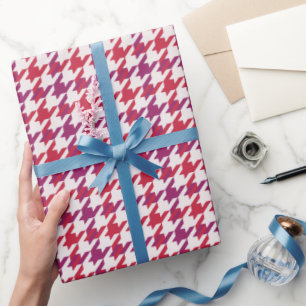 Retro crimson Red lila Houndstooth plaid mönster Presentpapper