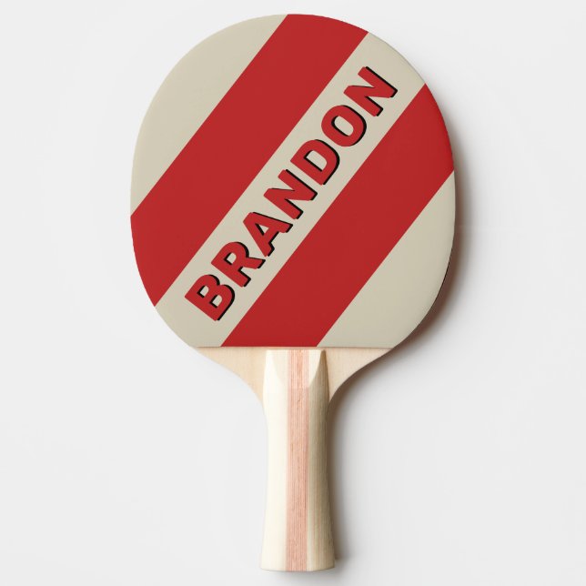 Retro Crimson Three Bold Stripes med Namn Pingisracket (Framsidan)