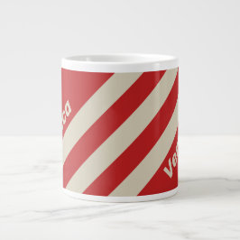 Retro Crimson Tre Ränder med Namn Jumbo Mugg