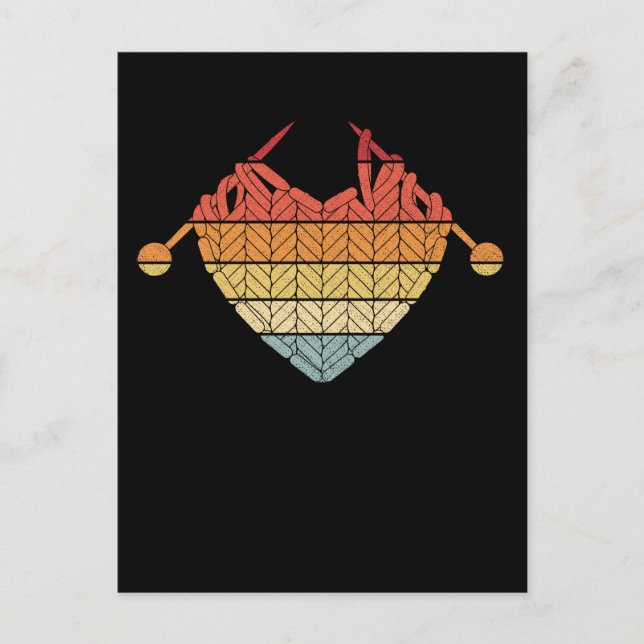 Retro Crochet Yarn Heart Hobby Craiting Kärlek Vykort (Framsida)