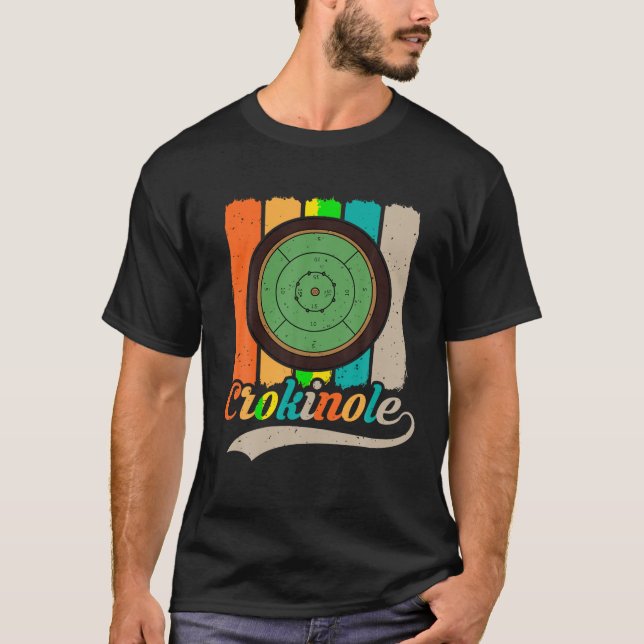 Retro Crokinole Board Vintage Stil T Shirt (Framsida)