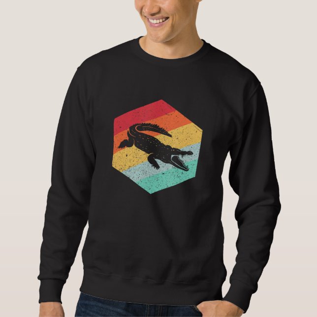 Retro Crokodile Vintage Alligator Lång Ärmad Tröja (Framsida)