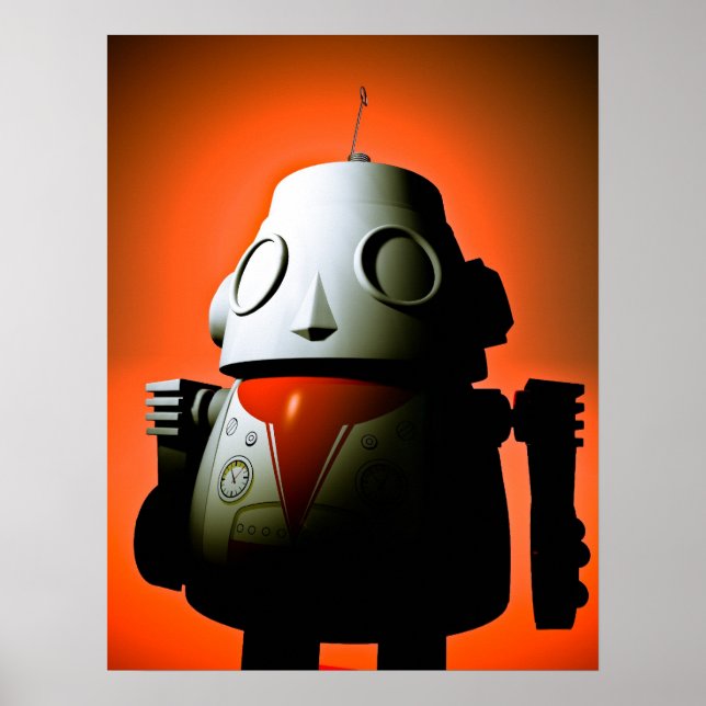 Retro Cropping Leksak Robot 01 Poster (Framsidan)