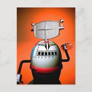 Retro Cropping Leksak Robot 03 Postcard Vykort