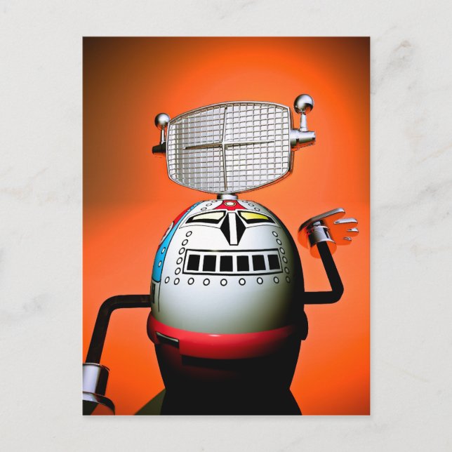 Retro Cropping Leksak Robot 03 Postcard Vykort (Framsida)
