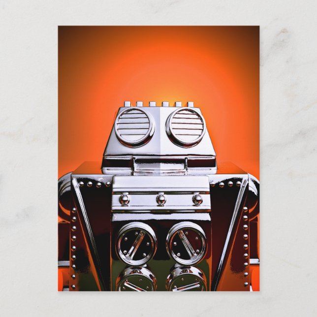 Retro Cropping Leksak Robot 04 Postcard Vykort (Framsida)