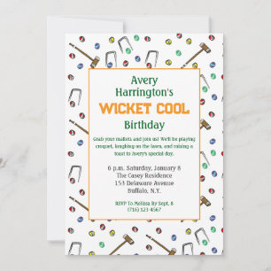 Retro Croquet Hand-Illustrated Preppy Birthday Inbjudningar