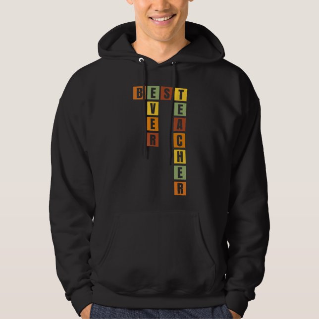 Retro Crossword Puzzles Best Teacher någonsin Hoodie (Framsida)