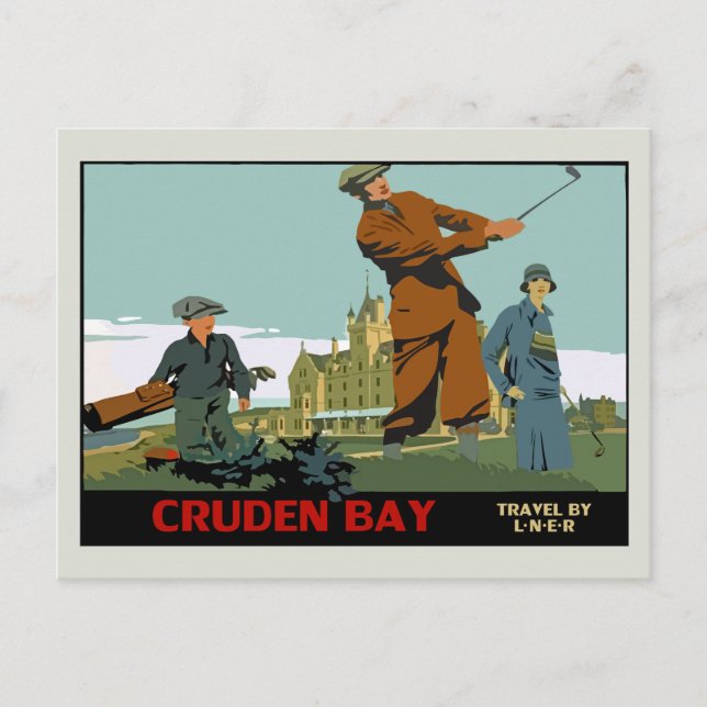 Retro Cruden Bay Scotland Golf Ad Vykort (Framsida)