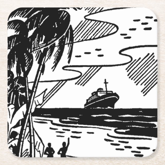 Retro Cruise Frakt Underlägg Papper Kvadrat (Framsidan)