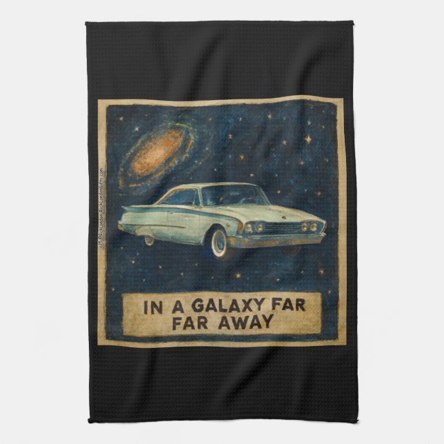 Retro Cruiser i djupet rymden  Kökshandduk (Vertikal)