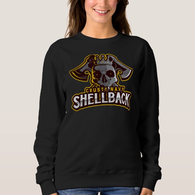 Retro Crusty Navy Shellback Defender of the Deep T Shirt (Framsida)