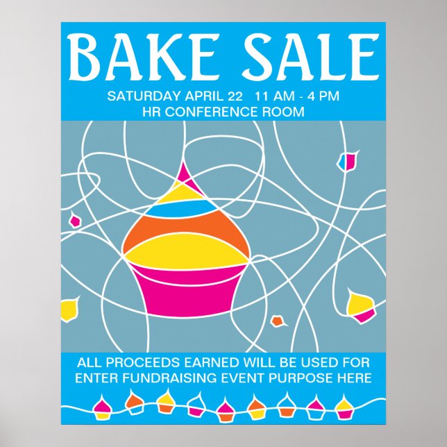 retro CUPCAKE-former poster bakförsäljning (Framsidan)